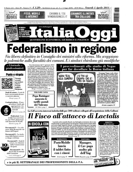 Italia oggi : quotidiano di economia finanza e politica